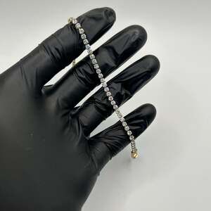 Moissanite Tennis Bracelet Real Gold VVS D Color Iced Out 3mm 7.5 Inch No Pass